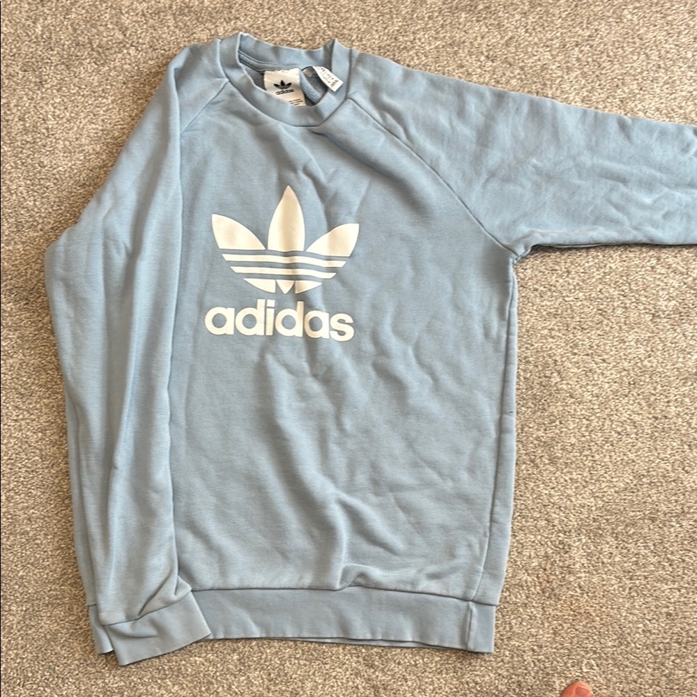 Adidas Blue Crewneck Sweater with Trefoil Logo